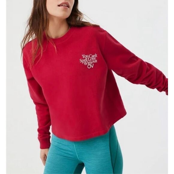 Outdoor Voices Love Without OV Cropped Sweatshirt - Picture 1 of 6